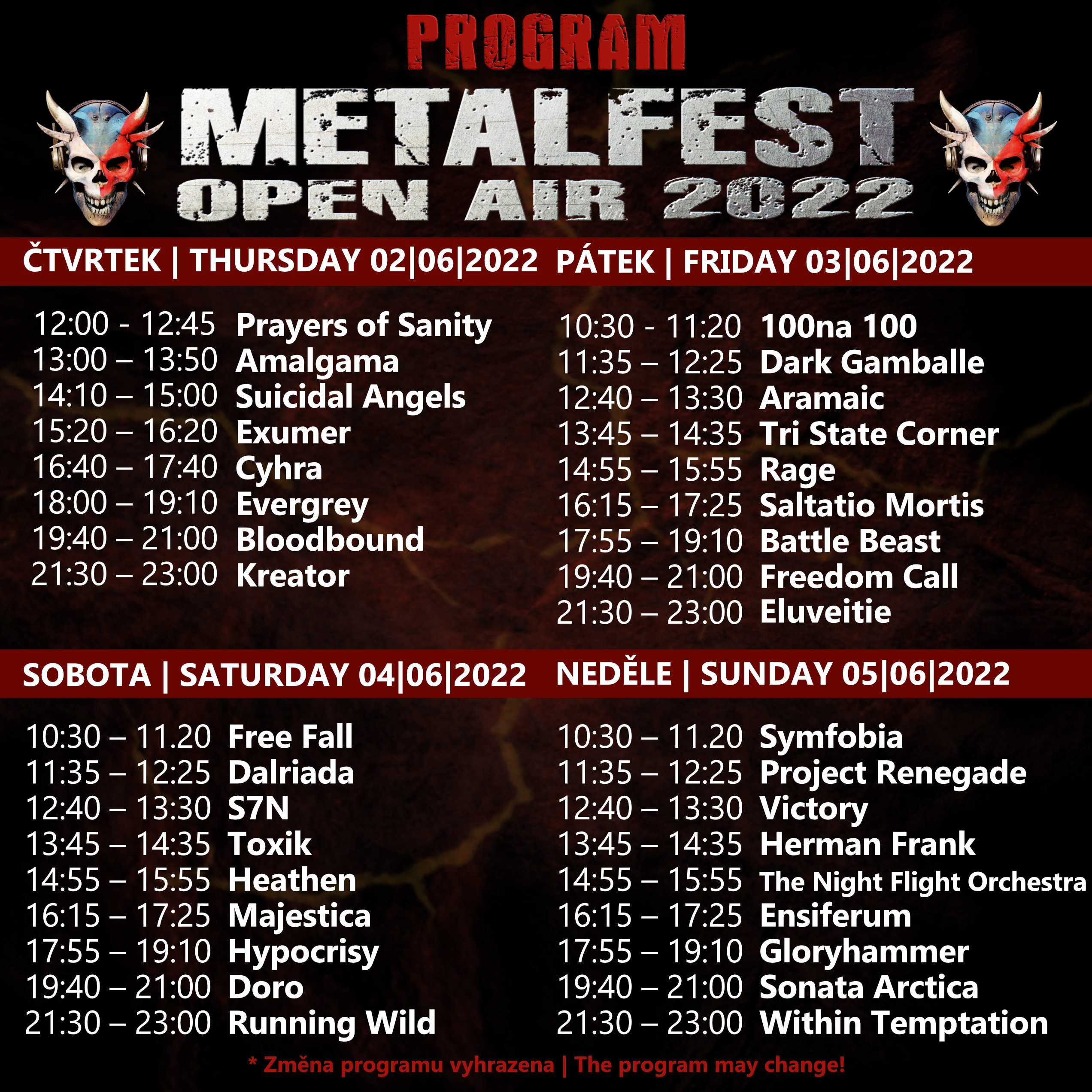 Announcing the line-up of the METALFEST OPEN AIR 2022 festival in PILSEN! |  Metalfest Open Air